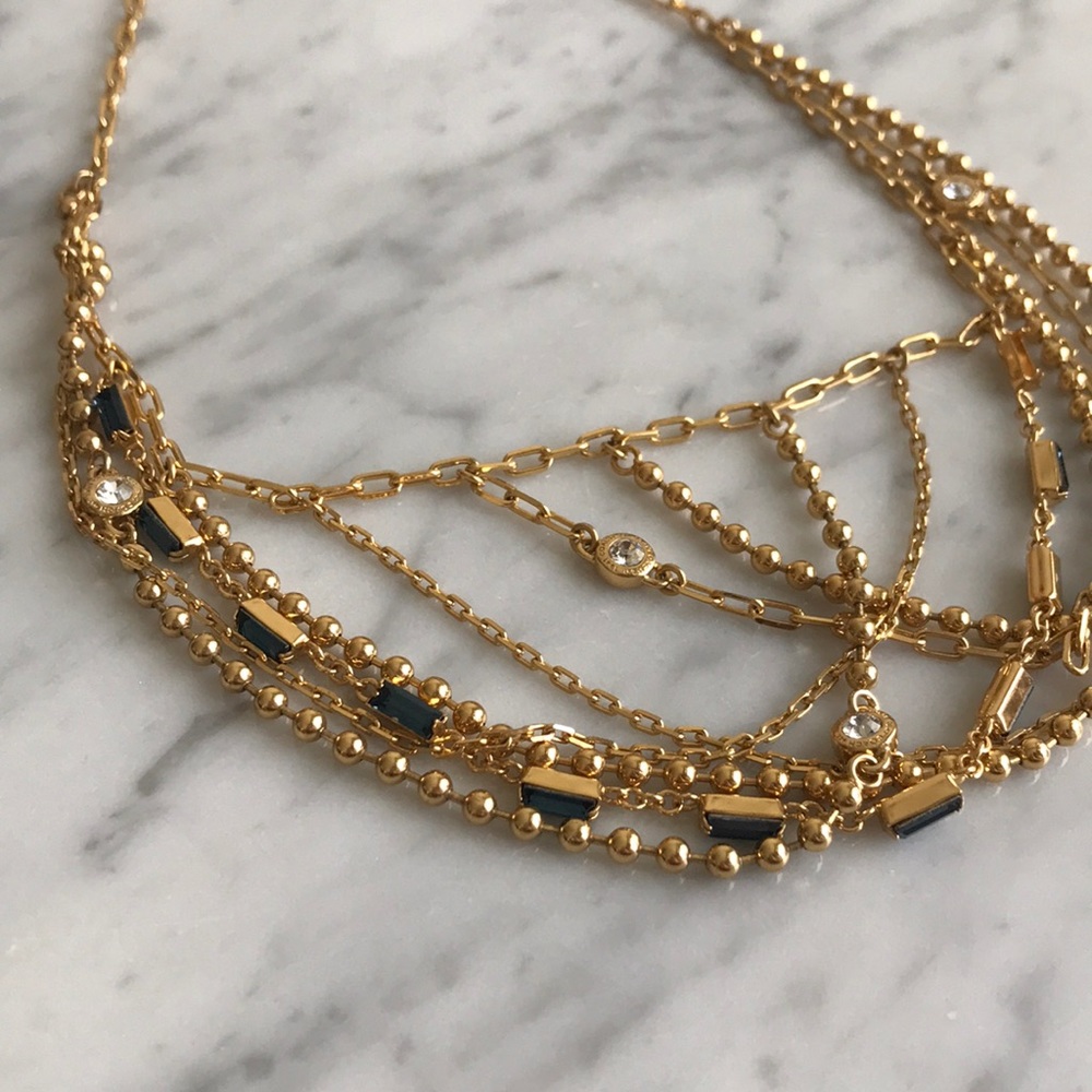 Coach Gold and Navy Crystal Necklace
